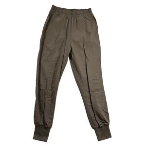Zara Womens High Waisted Jogger Pants Olive Brown Mixed Media Cuffed Small NWT